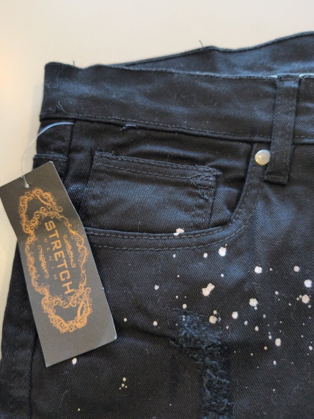 FWRD Denim Shorts Men's Sz 40 Black White Ripped Distressed Grunge Cargo NWT - Picture 6 of 16
